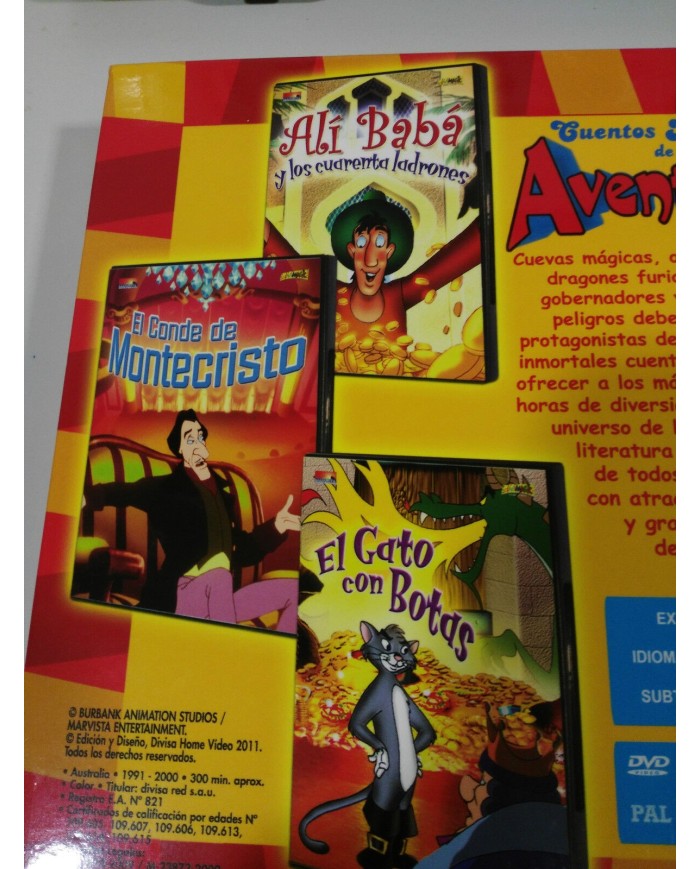 CUENTOS INFANTILES DE AVENTURAS 6 DVD EN CAJA GRANDE ALI BABA SIMBAD