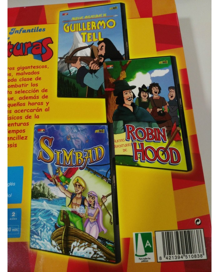 CUENTOS INFANTILES DE AVENTURAS 6 DVD EN CAJA GRANDE ALI BABA SIMBAD