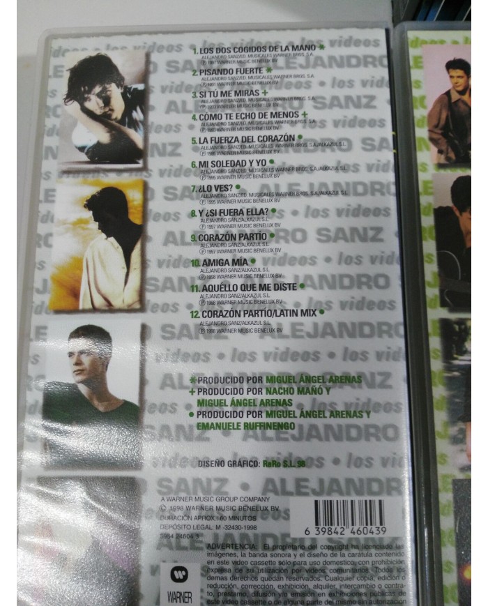 ALEJANDRO SANZ LOS VIDEOS - CINTA 3 X TRIPLE VHS EN CAJA EDICION ESPAÑOLA