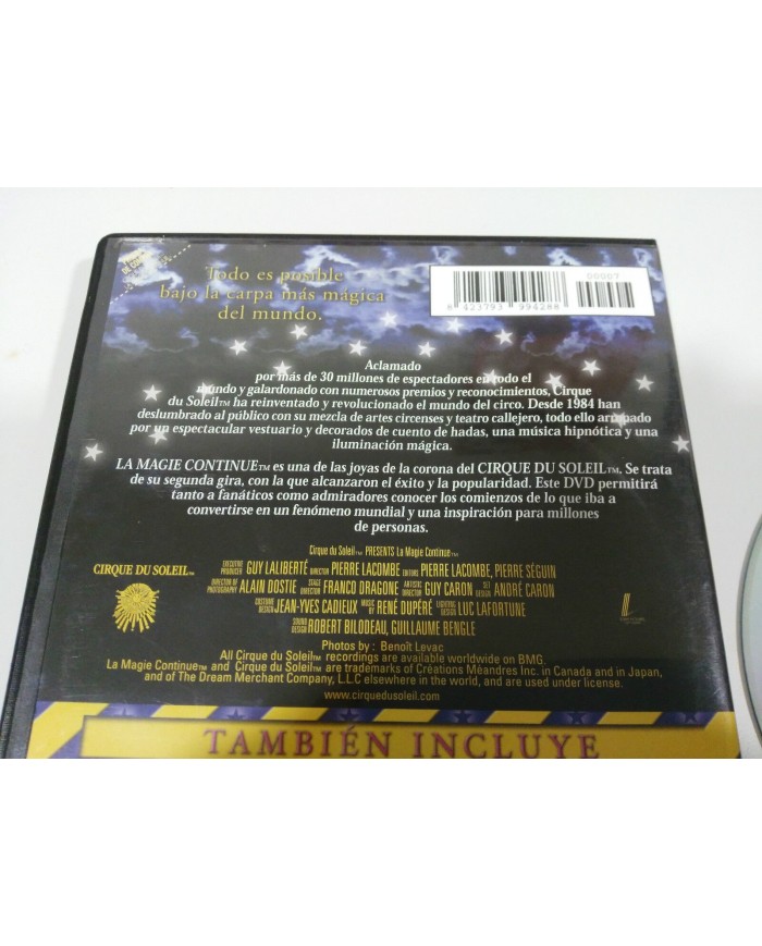 CIRQUE DU SOLEIL LA MAGIE CONTINUE DVD CASTELLANO + EXTRAS 1986 - 2004