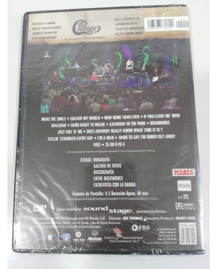 CHICAGO SOUND STAGE DVD SLIM + EXTRAS - REGION 2 - 84 MIN - NEW SEALED NUEVO