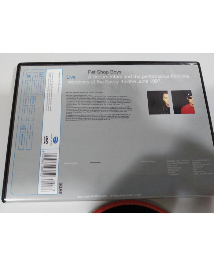 PET SHOP BOYS  SOMEWHERE IN CONCERT DVD PAL REGION 0 ALL REGIONS 90 min