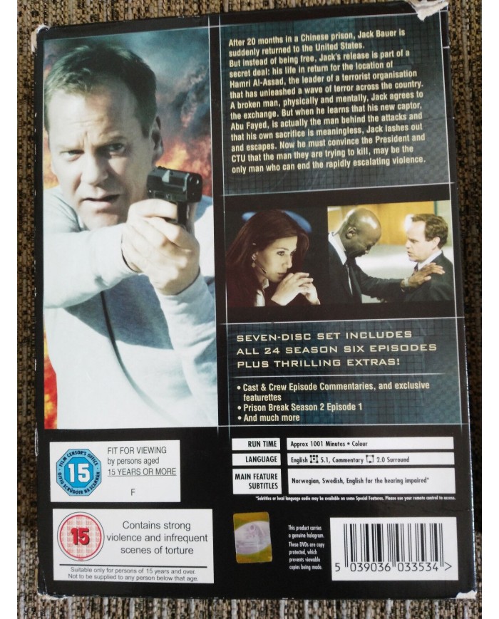 24 TEMPORADA SEASON 6 COMPLETE - 7 DVD - ENGLISH - REGION 2 KIEFER SUTHERLAND AM