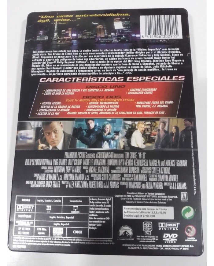 MISION IMPOSIBLE III - M:I:III - 2 X DVD STEELBOOK ESPAÑOL ENGLISH TOM CRUISE AM