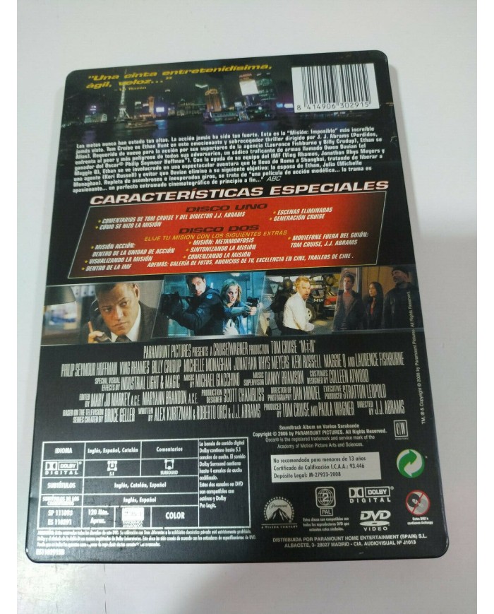 MISION IMPOSIBLE III - M:I:III - 2 X DVD STEELBOOK ESPAÑOL ENGLISH TOM CRUISE AM