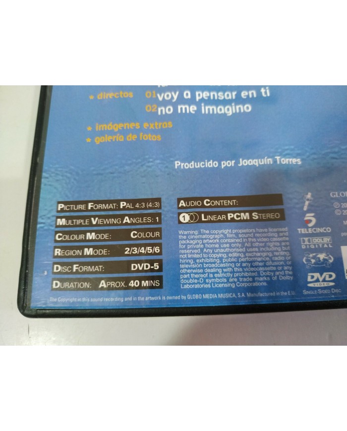 FRAN PEREA LA CHICA DE LA HABITACION DE AL LADO DVD DIRECTOS + VIDEO CLIPS - AM