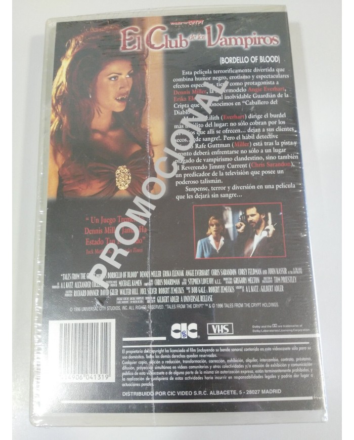 EL CLUB DE LOS VAMPIROS BORDELLO OF BLOOD CINTA TAPE VHS PROMOCIONAL NUEVA