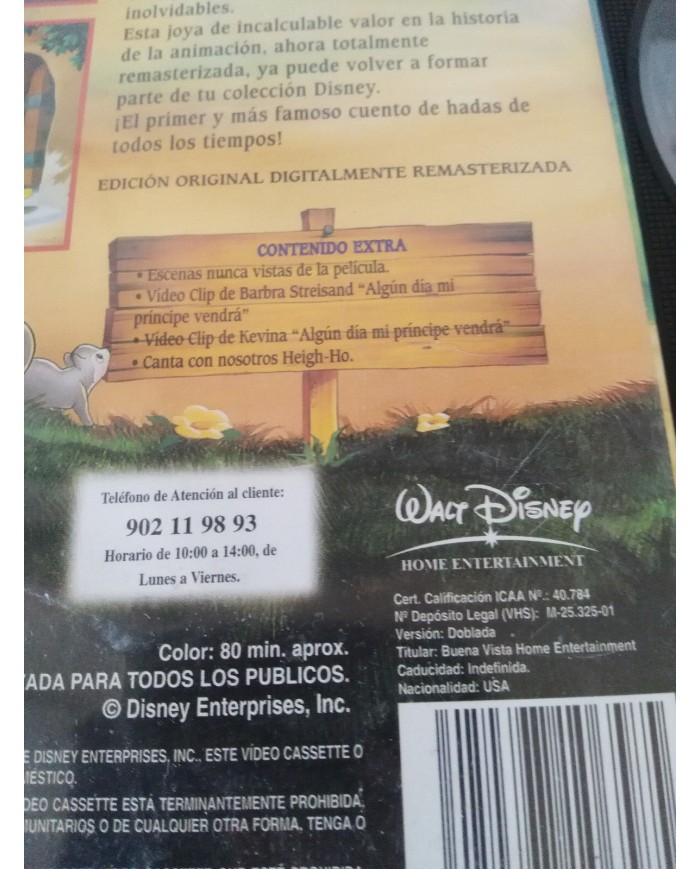 BLANCANIEVES Y LOS SIETE ENANITOS VHS LOS CLASICOS DE WALT DISNEY Am