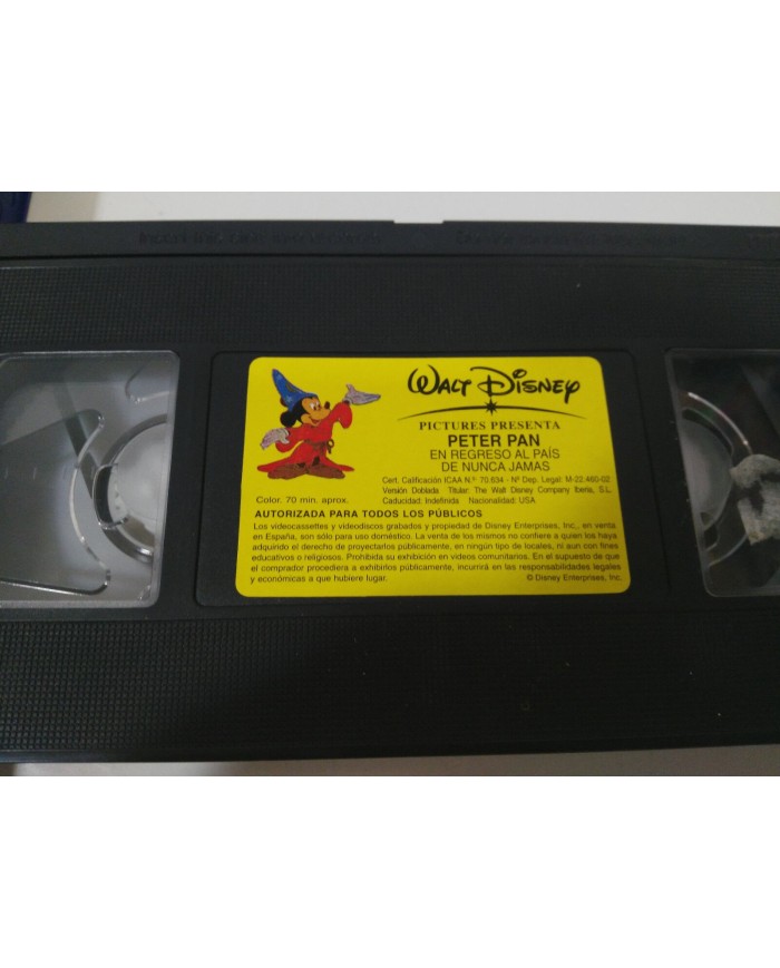 PETER PAN EN EL PAIS DE NUNCA JAMAS VHS CINTA LOS CLASICOS DE WALT DISNEY - 3T