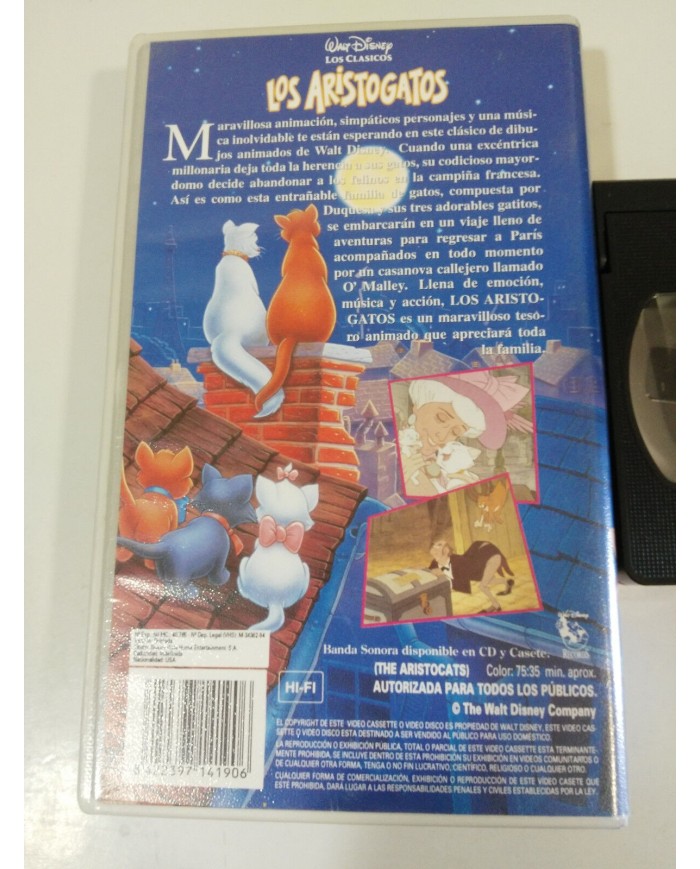LOS ARISTOGATOS - VHS CINTA TAPE LOS CLASICOS DE WALT DISNEY 2004 - 4T