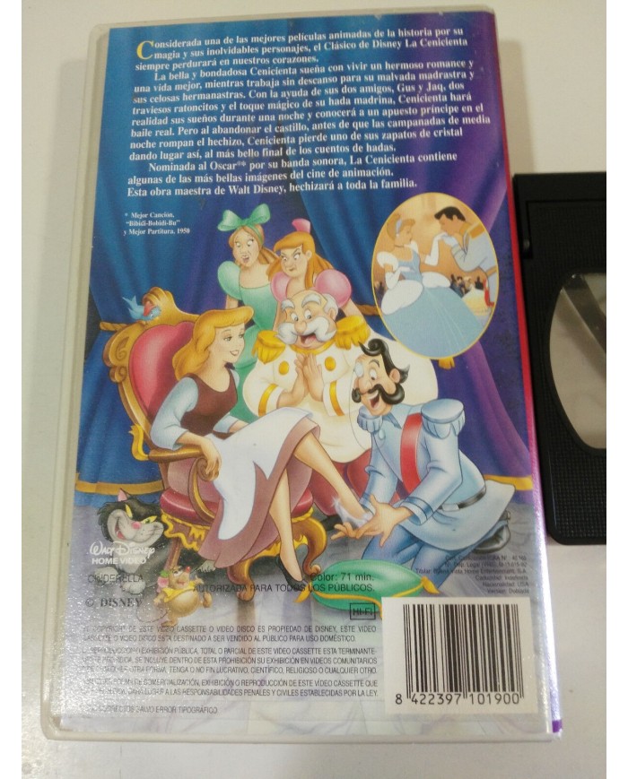 LA CENICIENTA CINDERELLA VHS TAPE CINTA LOS CLASICOS DE WALT DISNEY 1992 - 4T