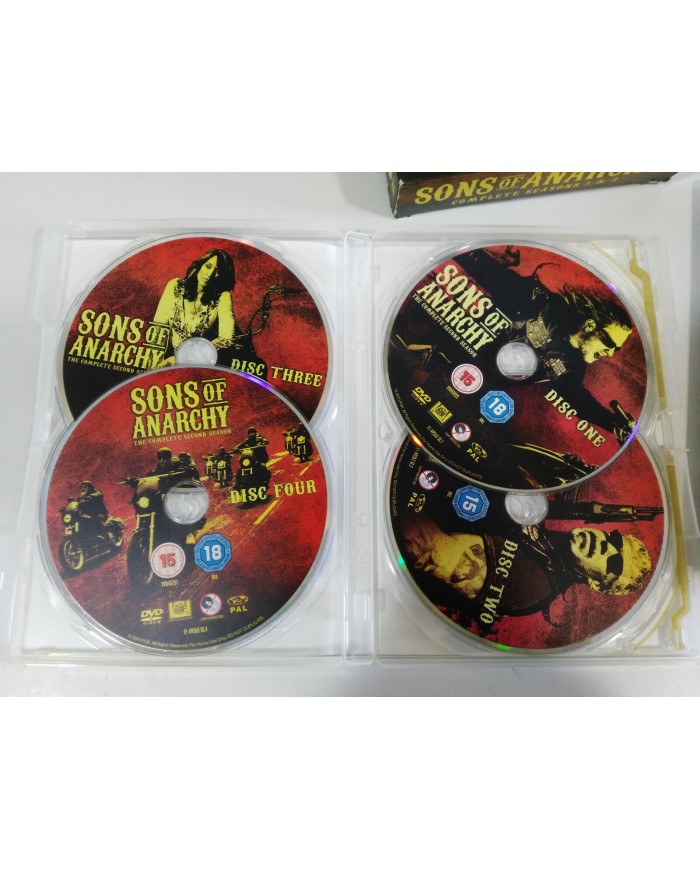 SONS OF ANARCHY Temporadas 1-2 Hijos de la Anarquia - 8 X DVD Espa?ol Ingles AM