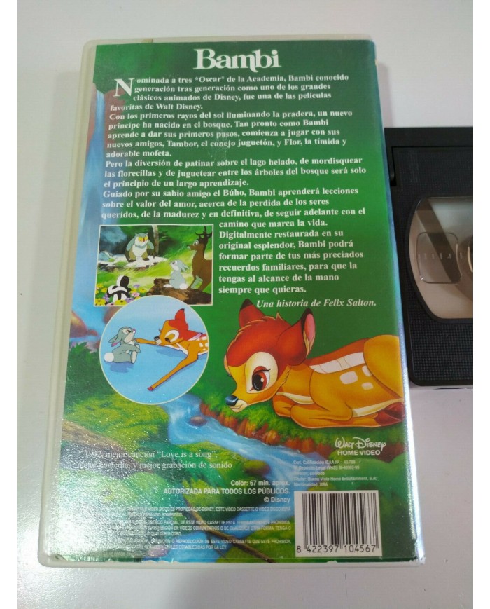 BAMBI VHS CINTA TAPE WALT DISNEY LOS CLASICOS CASTELLANO - 3T