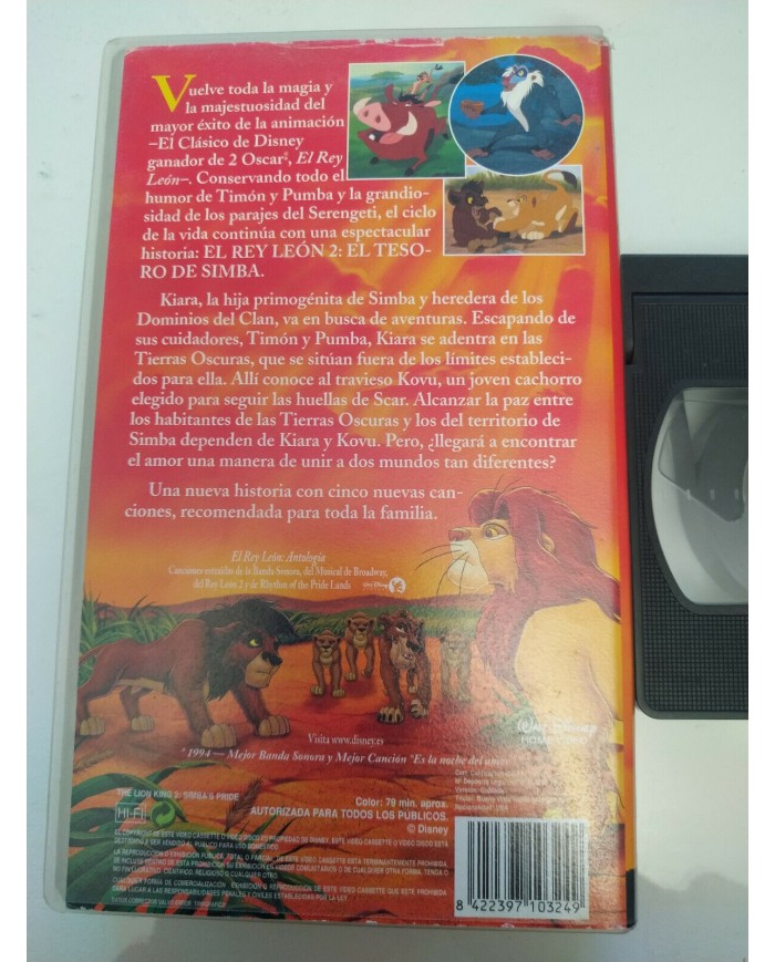 EL REY LEON 2 - VHS CINTA TAPE Los Clasicos de WALT DISNEY Espa?ol 3T