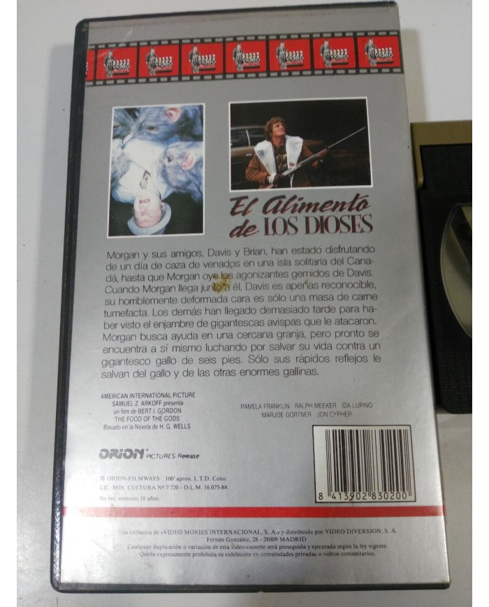 EL ALIMENTO DE LOS DIOSES THE FOOD OF THE GODS H.G. WELLS TAPE VHS TERROR - 2T