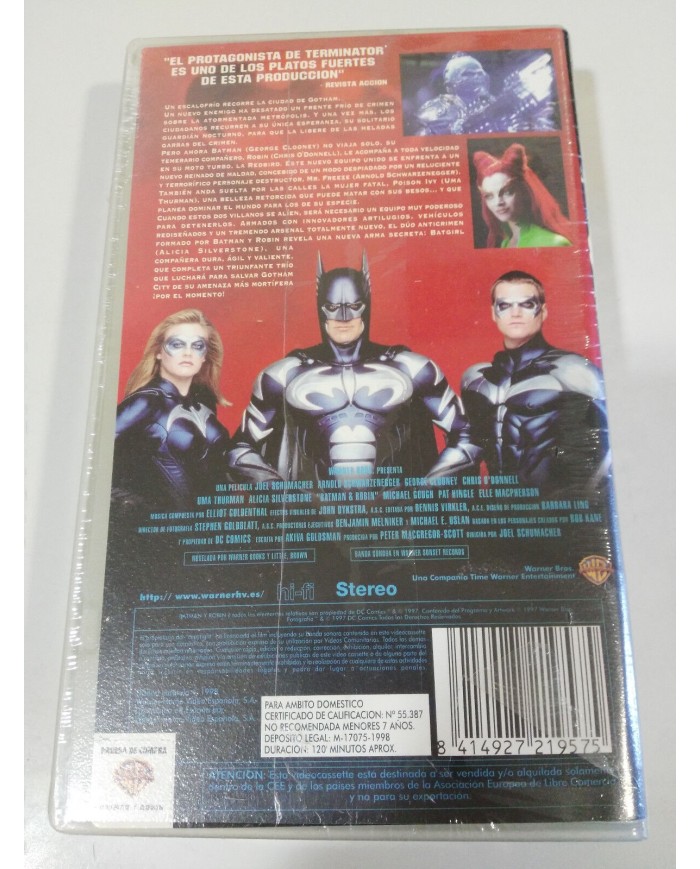 BATMAN Y ROBIN CLOONEY SCHWARZENEGGER UMA THURMAN - VHS Espa?ol Nueva - 2T