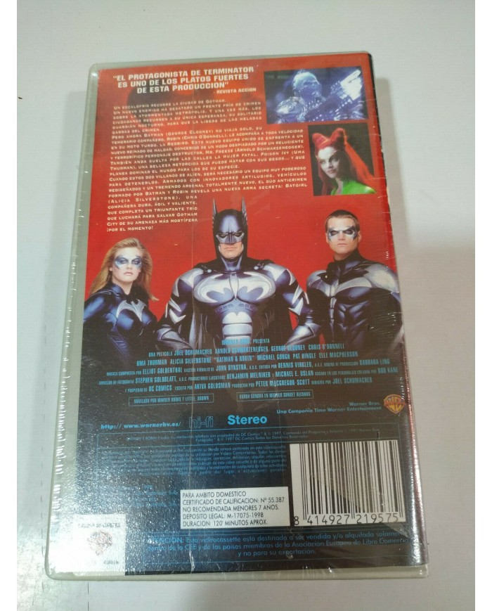 BATMAN Y ROBIN CLOONEY SCHWARZENEGGER UMA THURMAN - VHS Espa?ol Nueva - 2T