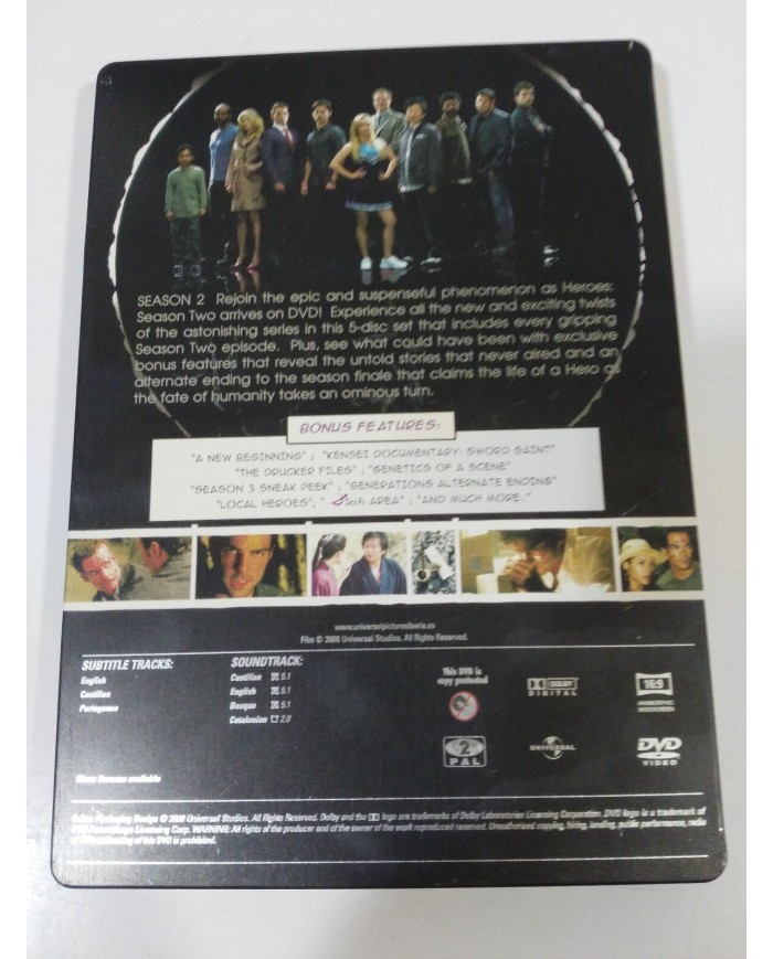 HEROES SEGUNDA TEMPORADA SEASON 2 - 5 DVD STEELBOOK Espa?ol Ingles Portugues 2T