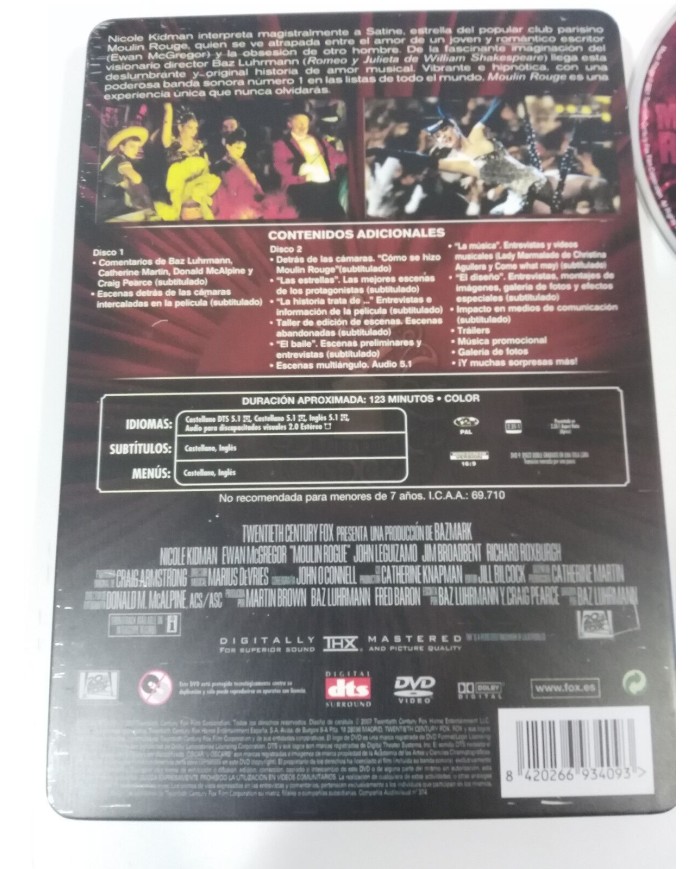 MOULIN ROUGE 2 X DVD STEELBOOK NICOLE KIDMAN EWAN MCGREGOR ESPA?OL ENGLISH - 3T