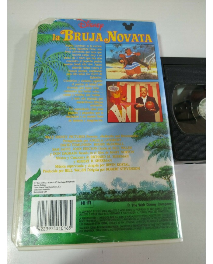 LA BRUJA NOVATA WALT DISNEY  ANGELA LANSBURY - VHS CINTA TAPE CASTELLANO - 3T