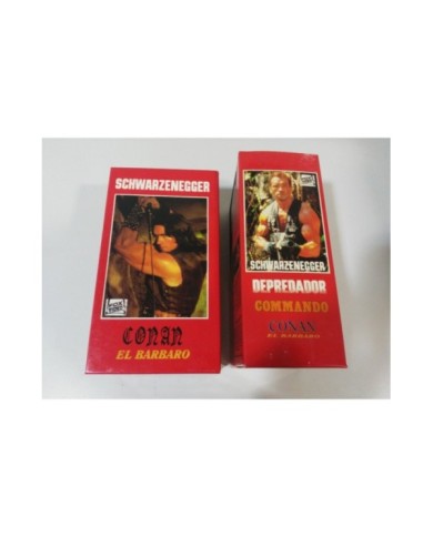 SCHWARZENEGGER CONAN EL BARBARO + DEPREDADOR + COMMANDO - VHS TAPE CASTELLANO