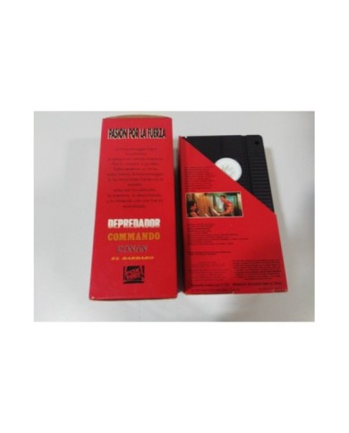 SCHWARZENEGGER CONAN EL BARBARO + DEPREDADOR + COMMANDO - VHS TAPE CASTELLANO