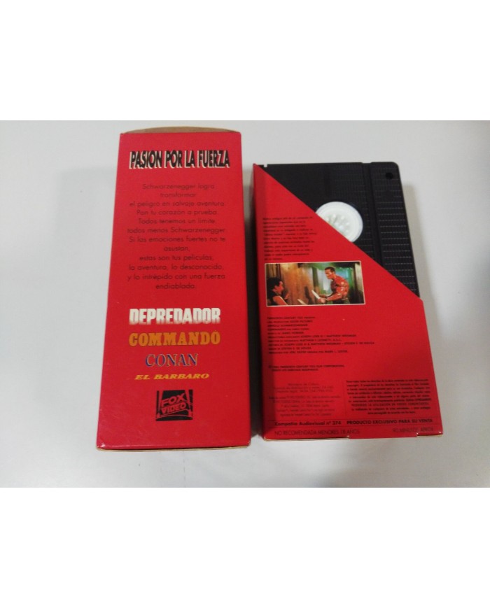 SCHWARZENEGGER CONAN EL BARBARO + DEPREDADOR + COMMANDO - VHS TAPE CASTELLANO