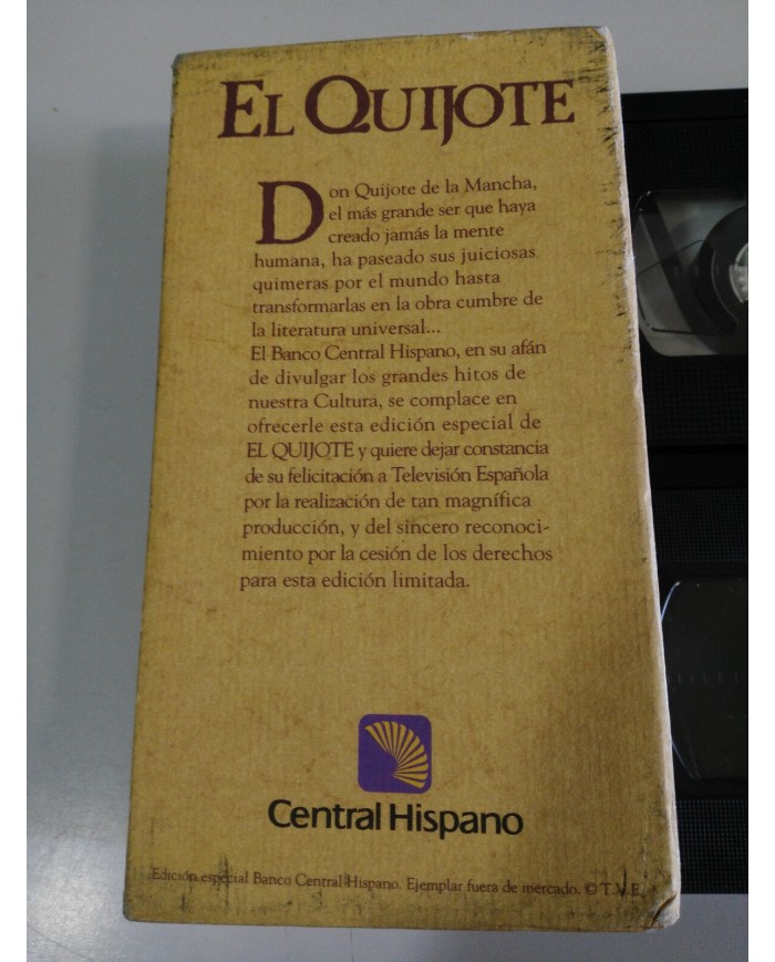 EL QUIJOTE DE LA MANCHA MIGUEL DE CERVANTES - CAJA 2 X VHS CINTA TAPE ESPA?OL 3T