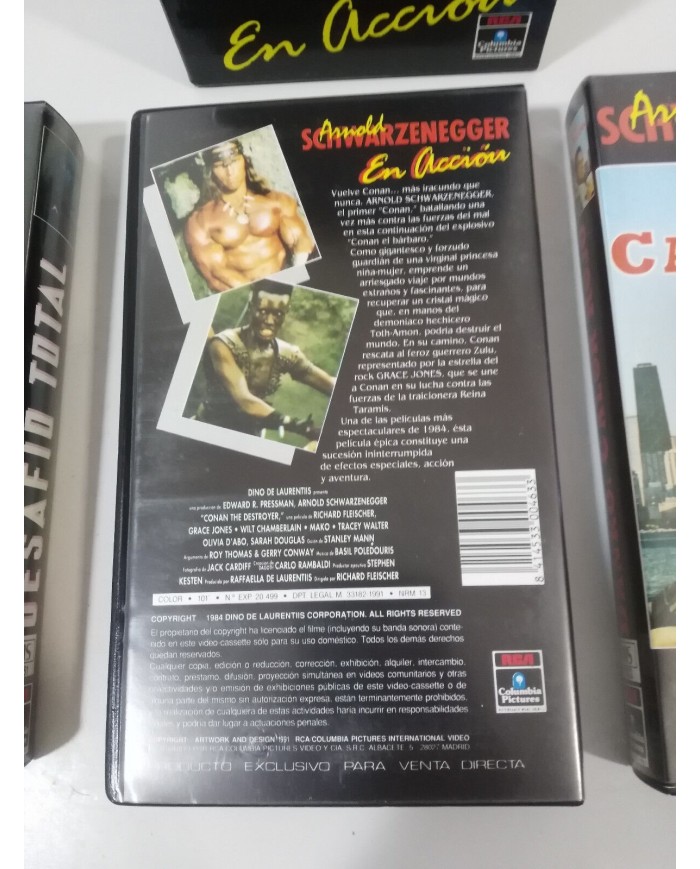 DESAFIO TOTAL + CONAN EL DESTRUCTOR + DANKO SCHWARZENEGGER CAJA 3 VHS CASTELLANO