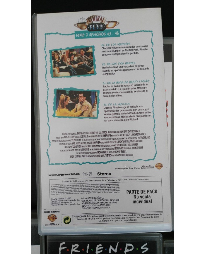 FRIENDS TEMPORADA SEASON 2 COMPLETA SERIE TV - 6 X VHS TAPE CINTA ESPA?OL PAL