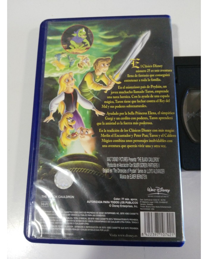TARON Y EL CALDERO MAGICO LOS CLASICOS - VHS CINTA WALT DISNEY ESPA?OL 1997 Am