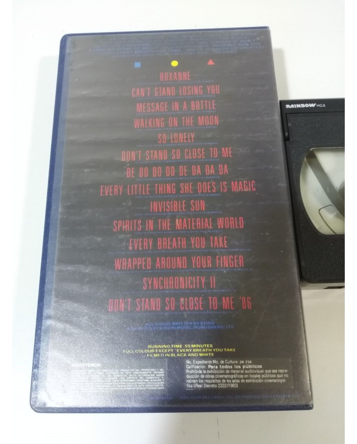 THE POLICE EVERY BREATH YOU TAKE THE VIDEOS VHS TAPE CINTA 59 MIN