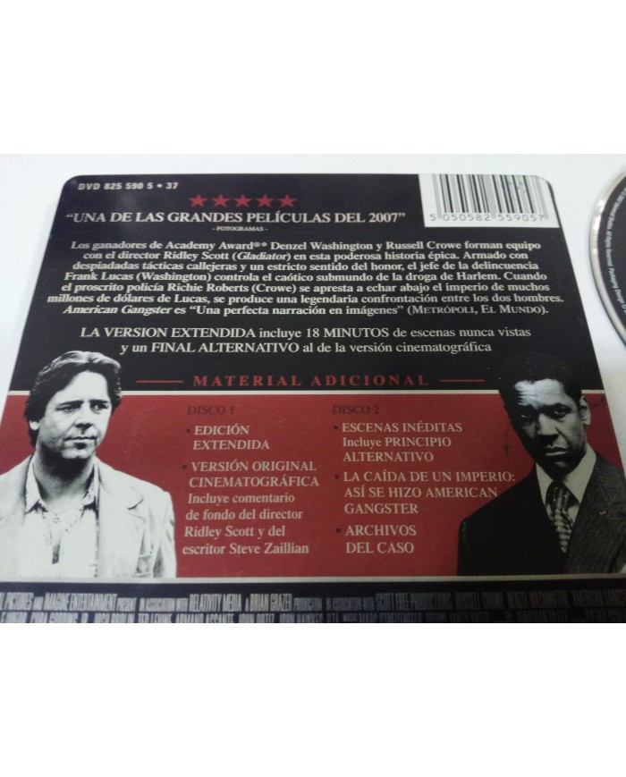 AMERICAN GANGSTER 2 X DVD STEELBOOK ESPA?OL ENGLISH RUSSELL CROWE DENZEL WASHING
