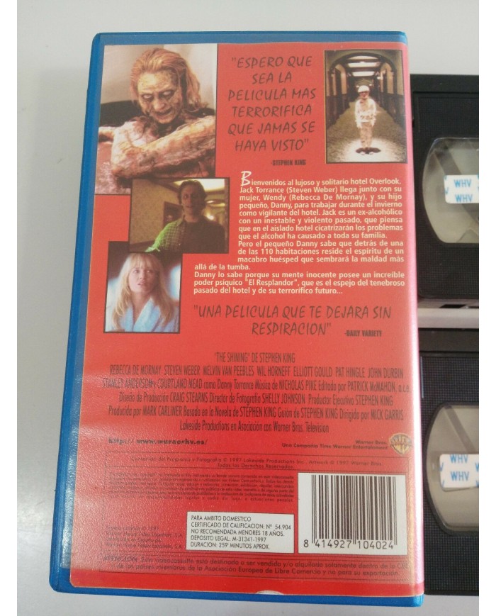 EL RESPLANDOR STEPHEN KING MICK GARRIS CAJA DOBLE 2 X VHS CINTA TAPE CASTELLANO