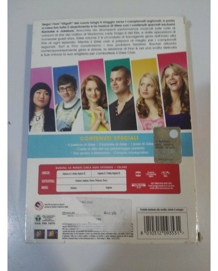 GLEE STAGIONE 1 VOLUME 2 SEASON 1 - 3 X DVD ENGLISH ITALIANO REGION 2 - 3T
