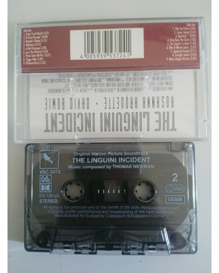 THE LINGUINI INCIDENT SOUNDTRACK THOMAS NEWMAN DAVID BOWIE - CASSETTE TAPE THE LINGUINI INCIDENT SOUNDTRACK THOMAS NEWMAN DAVID BOWIE - CASSETTE TAPE