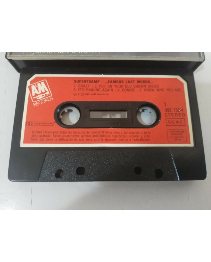 SUPERTRAMP FAMOUS LAST WORDS AM RECORDS 1982 SPAIN EDITION - CASSETTE TAPE Am