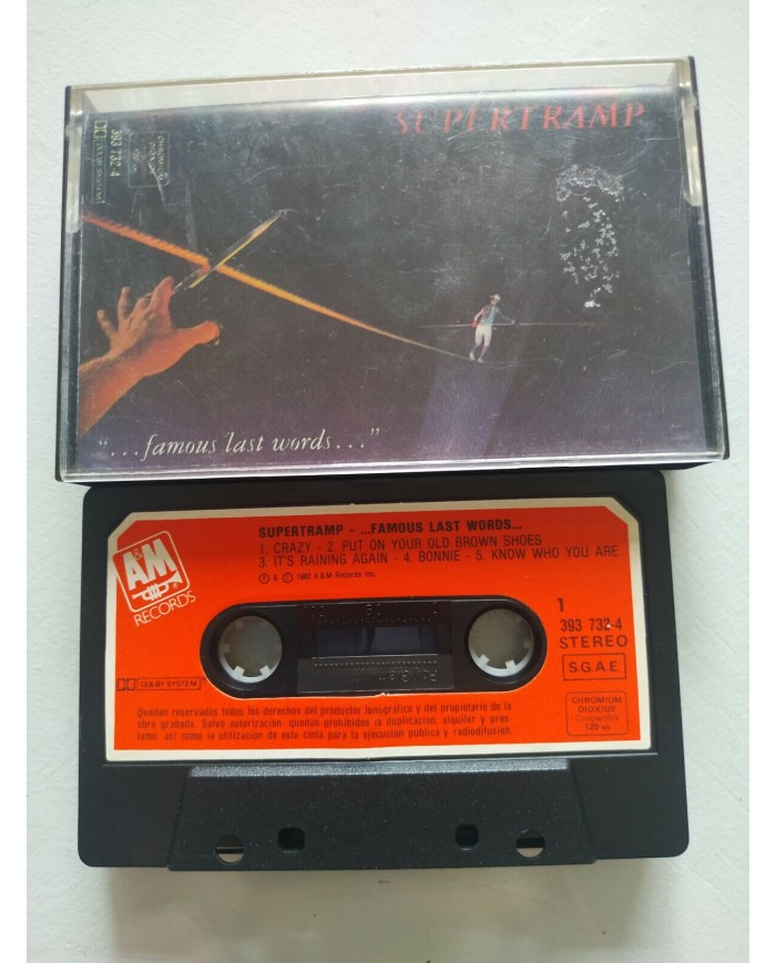 SUPERTRAMP FAMOUS LAST WORDS AM RECORDS 1982 SPAIN EDITION - CASSETTE TAPE Am