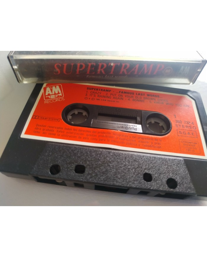 SUPERTRAMP FAMOUS LAST WORDS AM RECORDS 1982 SPAIN EDITION - CASSETTE TAPE Am