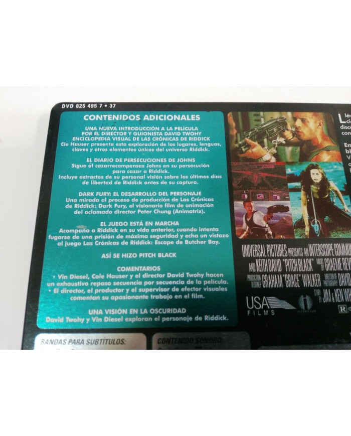 Pitch Black Las Cronicas de Riddick Vin Diesel Steelbook DVD Espa?ol English 3T