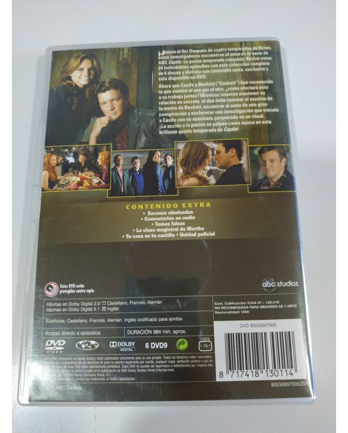 CASTLE Quinta TEMPORADA 5 COMPLETA - 6 DVD ESPA?OL ENGLISH FRANCAIS REGION 2 5T