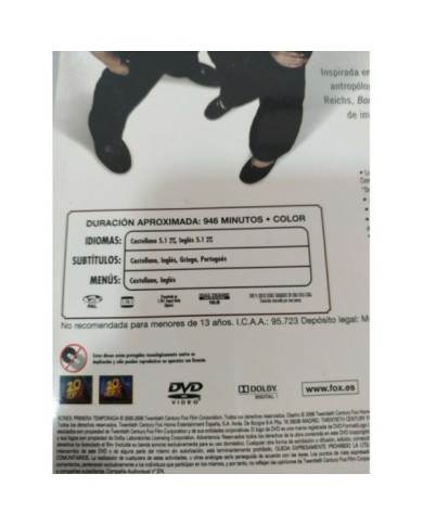 BONES Temporada 1 Primera - 6 x DVD + extras Espa?ol English Region 2 - 3T