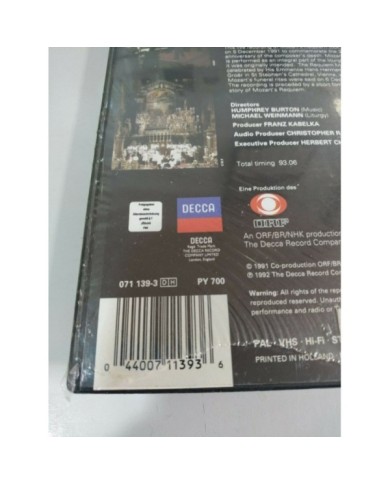 A Requiem for Mozart Sir Georg Solti Live in Vienna VHS Cinta Tape Nuevo Am