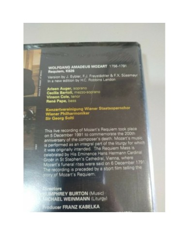 A Requiem for Mozart Sir Georg Solti Live in Vienna VHS Cinta Tape Nuevo Am