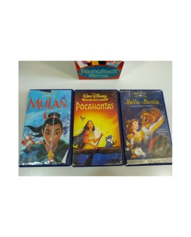 La Bella y la Bestia - Pocahontas - Mulan - Walt Disney - 3 x VHS Cinta Espa?ol