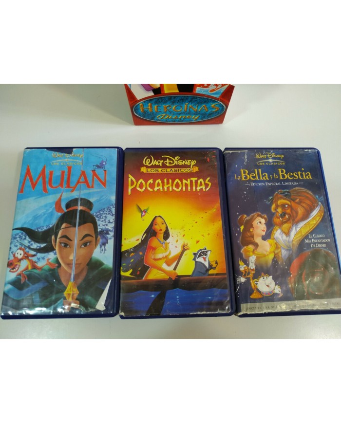 La Bella y la Bestia - Pocahontas - Mulan - Walt Disney - 3 x VHS Cinta Espa?ol