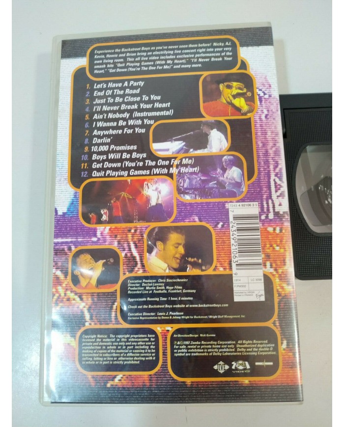Backstreet Boys Live in Concert 12 videos VHS Tape Cinta 1997 France Edition Am