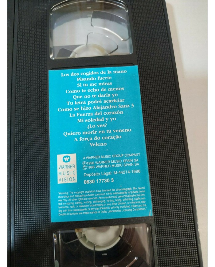 Alejandro Sanz Los Videos - 13 videoclips 1996 - VHS Cinta Tape Espa?ol Am