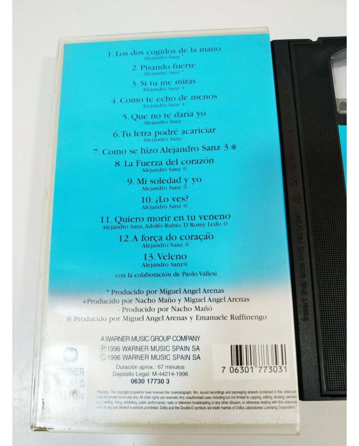 Alejandro Sanz Los Videos - 13 videoclips 1996 - VHS Cinta Tape Espa?ol Am