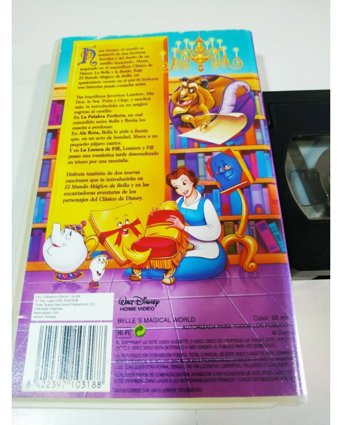 El Mundo Magico de Bella Tres Aventuras Walt Disney - VHS Cinta Tape Espa?ol